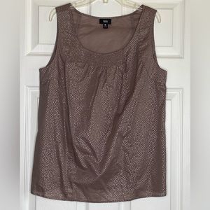 Women's Massimo Tank Top 100% Cotton Beige with Polka Dots Semi Sheer Sz Med